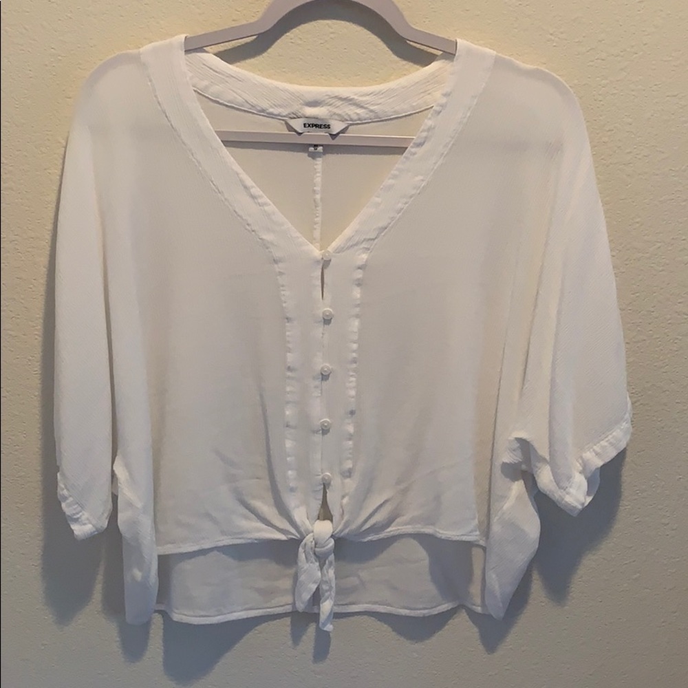 Women’s White Crop Top Rayon from Express Sz XS​​​​​​​​​​​​​​​​​​​​​